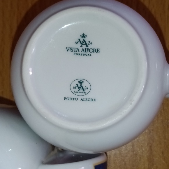 Vista Alegre Portugal 1824 Porto Alegre Print Set of 2 Mugs Blue White & Yellow - Picture 7 of 11